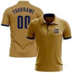 Personalized Old Gold Navy Performance Golf Polo Shirt Team Custom Name and Number