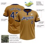Personalized Old Gold Navy Pinstripe White Two-Button Unisex Softball Jersey Team Custom Name and Number