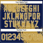 Personalized Old Gold Navy-White 3D Pattern Design Abstract Brush Stroke Performance T-Shirt Team Custom Name and Number