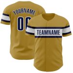 Personalized Old Gold Navy-White Authentic Baseball Jersey Team Custom Name and Number