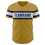 Personalized Old Gold Navy-White Authentic Baseball Jersey Team Custom Name and Number