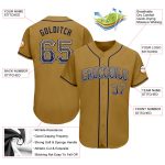 Personalized Old Gold Navy-White Authentic Drift Fashion Baseball Jersey Team Custom Name and Number