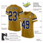 Personalized Old Gold Navy-White Mesh Authentic Football Jersey Team Custom Name and Number