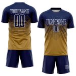 Personalized Old Gold Navy-White Sublimation Soccer Uniform Jersey Team Custom Name and Number