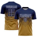 Personalized Old Gold Navy-White Sublimation Soccer Uniform Jersey Team Custom Name and Number