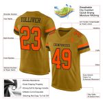 Personalized Old Gold Orange-Black Mesh Authentic Football Jersey
