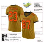 Personalized Old Gold Orange-Black Mesh Authentic Football Jersey Team Custom Name and Number