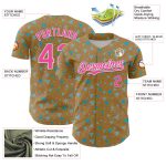 Personalized Old Gold Pink-White 3D Pattern Design Geometric Shape Authentic Baseball Jersey Team Custom Name and Number