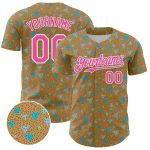 Personalized Old Gold Pink-White 3D Pattern Design Geometric Shape Authentic Baseball Jersey Team Custom Name and Number
