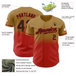 Personalized Old Gold Pinstripe Black-Red Authentic Fade Fashion Baseball Jersey Team Custom Name and Number