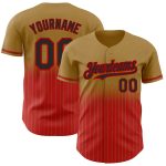 Personalized Old Gold Pinstripe Black-Red Authentic Fade Fashion Baseball Jersey Team Custom Name and Number