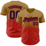 Personalized Old Gold Pinstripe Navy-Red Authentic Fade Fashion Baseball Jersey Team Custom Name and Number