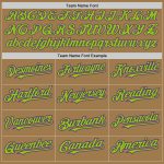 Personalized Old Gold Pinstripe Neon Green-Purple Authentic Fade Fashion Baseball Jersey Team Custom Name and Number