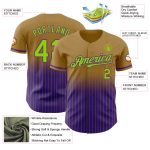 Personalized Old Gold Pinstripe Neon Green-Purple Authentic Fade Fashion Baseball Jersey Team Custom Name and Number