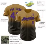 Personalized Old Gold Pinstripe Purple-Black Authentic Fade Fashion Baseball Jersey Team Custom Name and Number
