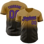 Personalized Old Gold Pinstripe Purple-Black Authentic Fade Fashion Baseball Jersey Team Custom Name and Number