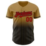 Personalized Old Gold Pinstripe Red-Black Authentic Fade Fashion Baseball Jersey Team Custom Name and Number