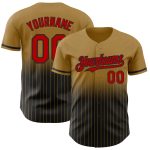Personalized Old Gold Pinstripe Red-Black Authentic Fade Fashion Baseball Jersey Team Custom Name and Number