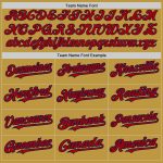 Personalized Old Gold Pinstripe Red-Navy Authentic Fade Fashion Baseball Jersey Team Custom Name and Number