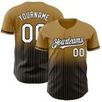 Personalized Old Gold Pinstripe White-Black Authentic Fade Fashion Baseball Jersey Team Custom Name and Number