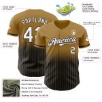 Personalized Old Gold Pinstripe White-Black Authentic Fade Fashion Baseball Jersey Team Custom Name and Number