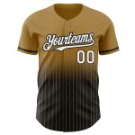 Personalized Old Gold Pinstripe White-Black Authentic Fade Fashion Baseball Jersey Team Custom Name and Number