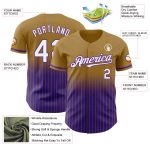 Personalized Old Gold Pinstripe White-Purple Authentic Fade Fashion Baseball Jersey Team Custom Name and Number