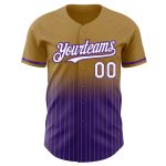 Personalized Old Gold Pinstripe White-Purple Authentic Fade Fashion Baseball Jersey Team Custom Name and Number