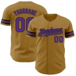 Personalized Old Gold Purple-Black Authentic Baseball Jersey
