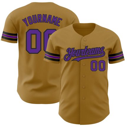 Personalized Old Gold Purple-Black Authentic Baseball Jersey