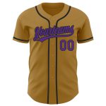 Personalized Old Gold Purple-Black Authentic Baseball Jersey Team Custom Name and Number