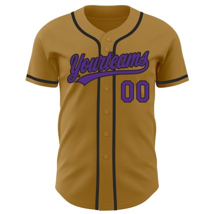 Personalized Old Gold Purple-Black Authentic Baseball Jersey Team Custom Name and Number