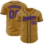 Personalized Old Gold Purple-Black Authentic Baseball Jersey Team Custom Name and Number