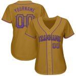 Personalized Old Gold Purple-Black Authentic Drift Fashion Baseball Jersey Team Custom Name and Number