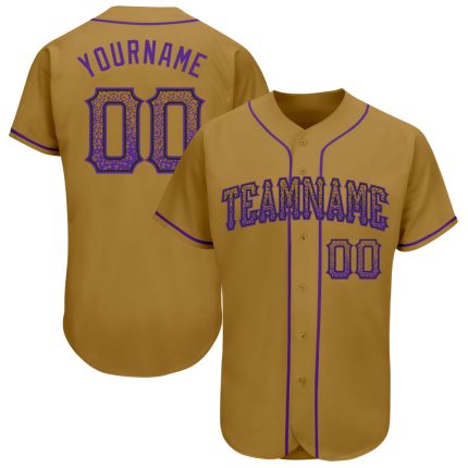 Personalized Old Gold Purple-Black Authentic Drift Fashion Baseball Jersey Team Custom Name and Number