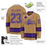 Personalized Old Gold Purple-Black Hockey Jersey Team Custom Name and Number
