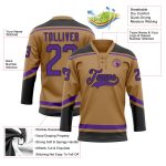 Personalized Old Gold Purple-Black Hockey Lace Neck Jersey Team Custom Name and Number
