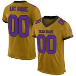 Personalized Old Gold Purple-Black Mesh Authentic Football Jersey