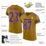 Personalized Old Gold Purple-Black Mesh Authentic Football Jersey Team Custom Name and Number