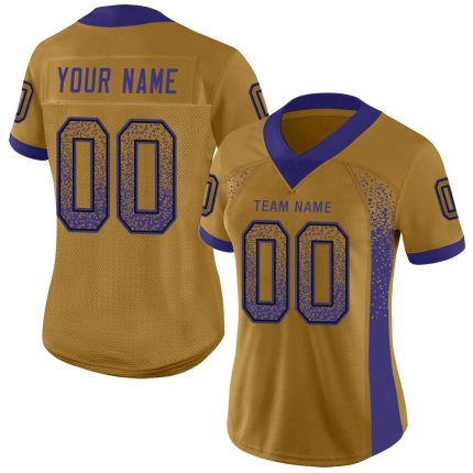 Personalized Old Gold Purple-Black Mesh Drift Fashion Football Jersey Team Custom Name and Number