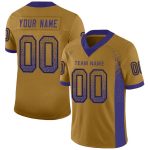 Personalized Old Gold Purple-Black Mesh Drift Fashion Football Jersey Team Custom Name and Number
