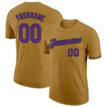 Personalized Old Gold Purple-Black Performance T-Shirt Team Custom Name and Number