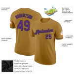 Personalized Old Gold Purple-Black Performance T-Shirt Team Custom Name and Number