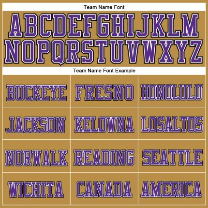 Personalized Old Gold Purple-Black Stitched Cuffed Knit Hat Team Custom Name and Number