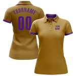 Personalized Old Gold Purple Performance Golf Polo Shirt Team Custom Name and Number