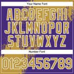 Personalized Old Gold Purple-White 3D Pattern Design Abstract Brush Stroke Authentic Baseball Jersey Team Custom Name and Number