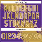 Personalized Old Gold Purple-White 3D Pattern Design Abstract Brush Stroke Performance T-Shirt Team Custom Name and Number