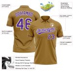 Personalized Old Gold Purple-White Performance Vapor Golf Polo Shirt Team Custom Name and Number