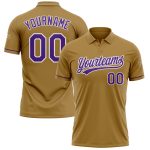Personalized Old Gold Purple-White Performance Vapor Golf Polo Shirt Team Custom Name and Number