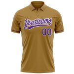 Personalized Old Gold Purple-White Performance Vapor Golf Polo Shirt Team Custom Name and Number